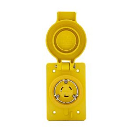 Main product image of Arrow Hart Watertight Locking Receptacle, #14-8 Awg, 20A, 250V, Yellow, L6-20, 2-Pole 3-Wire, L620RW