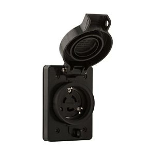 Main product image of Arrow Hart Watertight Locking Receptacle, #14-8 Awg, 20A, 250V, Black, L6-20, 2-Pole 3-Wire, L620RWBK