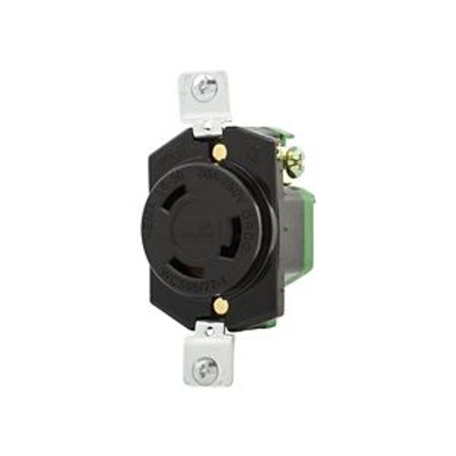 Main product image of Locking Receptacle, #14-8 Awg, 30A, 250V, Back Wiring, Black, Single, L6-30, 2-Pole, 3-Wire, L630R