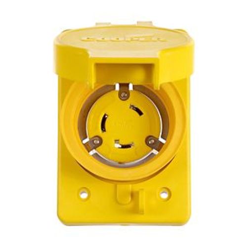 Main product image of Arrow Hart Watertight Locking Receptacle, #14-8 Awg, 30A, 250V, Yellow, L6-30, 2-Pole 3-Wire, L630RW