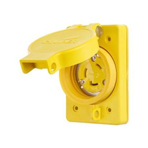 Main product image of Arrow Hart Watertight Locking Receptacle, #14-8 Awg, 30A, 250V, Yellow, L6-30, 2-Pole 3-Wire, L630RW