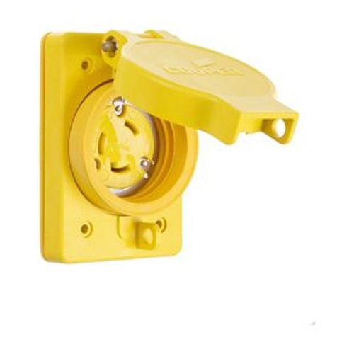 Main product image of Arrow Hart Watertight Locking Receptacle, #14-8 Awg, 30A, 250V, Yellow, L6-30, 2-Pole 3-Wire, L630RW