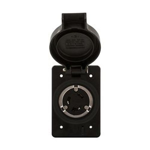 Main product image of Arrow Hart Watertight Locking Receptacle, #14-8 Awg, 30A, 277V, Black, L7-30, 2-Pole 3-Wire, L730RWBK