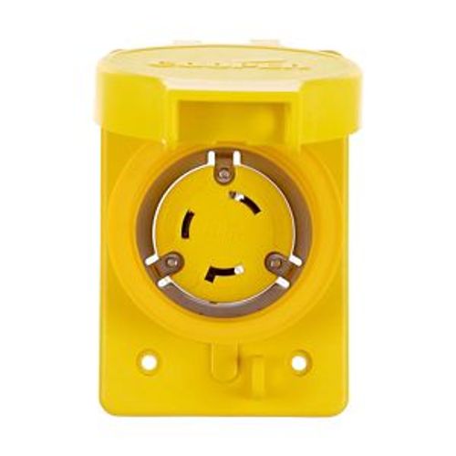Main product image of Arrow Hart Watertight Locking Receptacle, #14-8 Awg, 30A, 480V, Black, L8-30, 2-Pole 3-Wire, L830RWBK