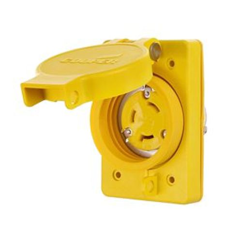 Main product image of Arrow Hart Watertight Locking Receptacle, #14-8 Awg, 30A, 480V, Black, L8-30, 2-Pole 3-Wire, L830RWBK