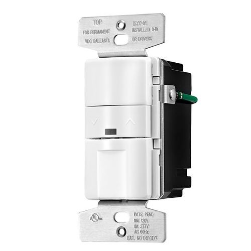Main product image of Occupancy Sensor & Dimmer, 8/10A, 120/277V, 1-Pole, 3-Way, 1-Ph, 1200/2200W, Used W/0-10 Vdc, OS10D7-W