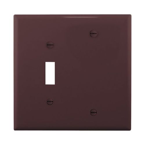 Main product image of Combination Wallplate, Brown, Toggle, Blank Cutout, Polycarbonate, Two- Gang, Mid-Size, PJ113B