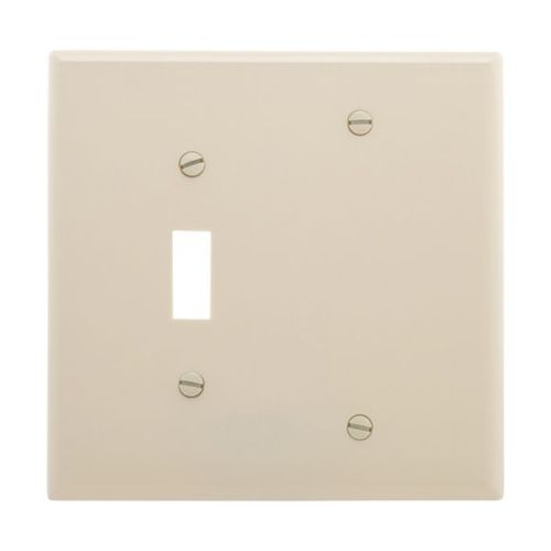 Main product image of Combination Wallplate, Lt. Almond, Toggle, Blank Cutout, Polycarbonate, 2- Gang, Mid-Size, PJ113LA