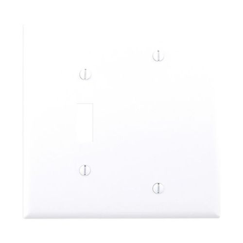 Main product image of Combination Wallplate, White, Toggle, Blank Cutout, Polycarbonate, Two- Gang, Mid-Size, PJ113W