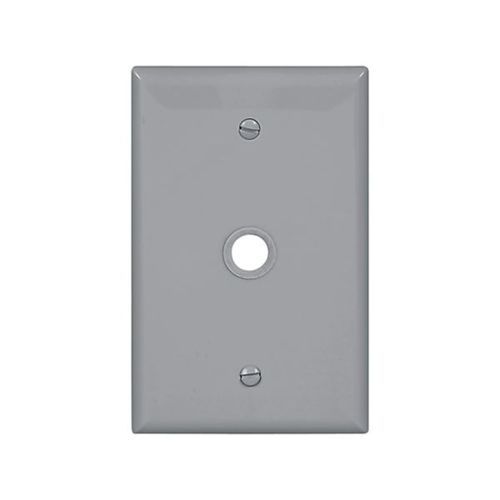 Main product image of Telephone And Coaxial Wallplate, Gray, 0.40" Hole Cutout, Polycarbonate, Single-Gang, Mid-Size, PJ11GY
