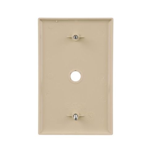 Main product image of Telephone And Coaxial Wallplate, Ivory, 0.40" Hole Cutout, Single-Gang, Mid-Size, PJ11V
