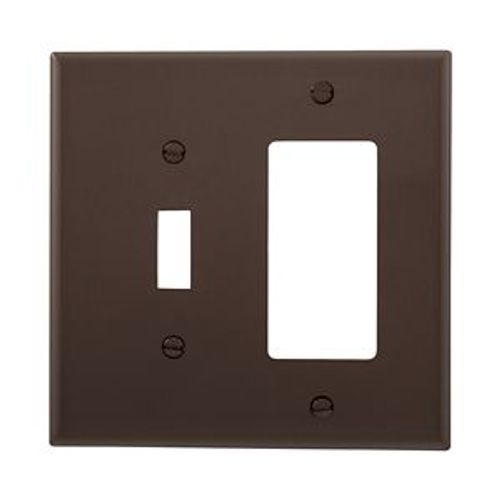 Main product image of Combination Wallplate, Brown, Toggle, Decorator Cutout, Polycarbonate, Two- Gang, Mid-Size, PJ126B