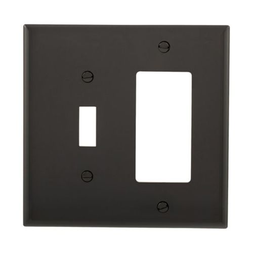 Main product image of Combination Wallplate, Black, Toggle, Decorator Cutout, Polycarbonate, Two- Gang, Mid-Size, PJ126BK