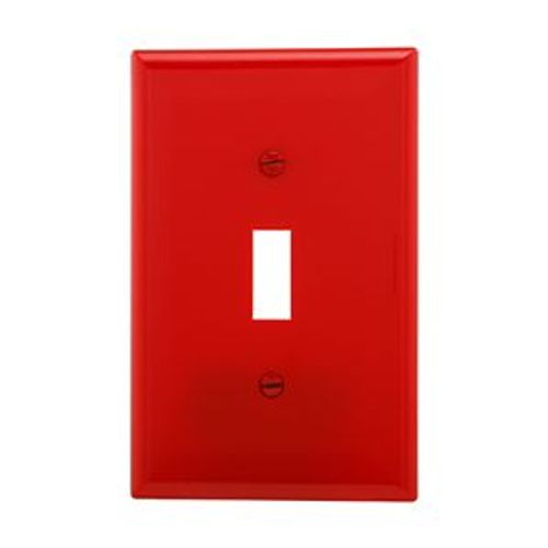 Main product image of Toggle Wallplate, Red, Toggle Cutout, Polycarbonate, Single- Gang, Mid-Size, PJ1RD