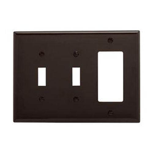Main product image of Combination Wallplate, Brown, Toggle, Toggle, Decorator Cutout, Polycarbonate, 3- Gang, Mid-Size, PJ226B