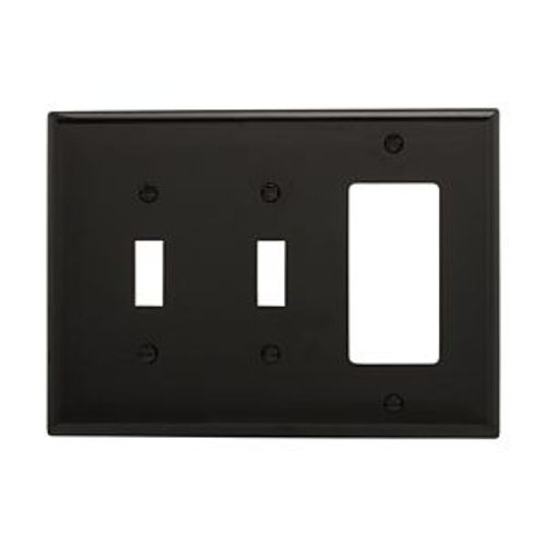 Main product image of Combination Wallplate, Black, Toggle, Toggle, Decorator Cutout, Polycarbonate, 3- Gang, Mid-Size, PJ226BK