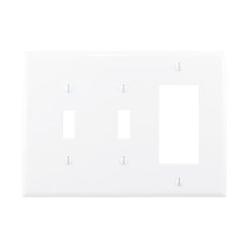Main product image of Combination Wallplate, White, Toggle, Toggle, Decorator Cutout, Polycarbonate, 3- Gang, Mid-Size, PJ226W