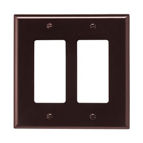 Main product image of Decorator / Gfci Wallplate, Brown, Decorator Cutout, Polycarbonate, Two- Gang, Mid-Size, PJ262B
