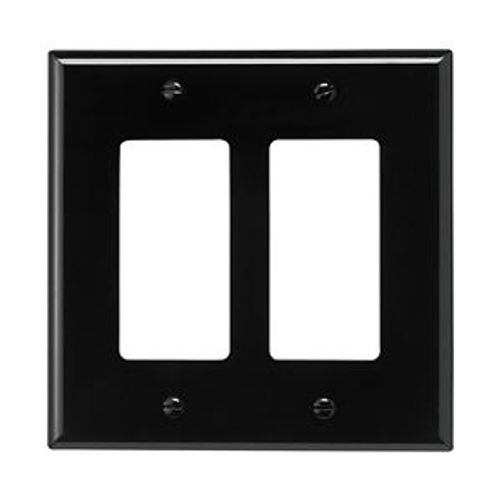 Main product image of Decorator / Gfci Wallplate, Black, Decorator Cutout, Polycarbonate, Two- Gang, Mid-Size, PJ262BK