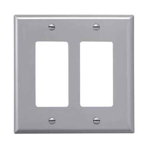 Main product image of Decorator / Gfci Wallplate, Gray, Decorator Cutout, Polycarbonate, Two- Gang, Mid-Size, PJ262GY
