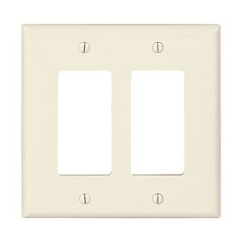 Main product image of Decorator / Gfci Wallplate, Lt. Almond, Decorator Cutout, Polycarbonate, 2- Gang, Mid-Size, PJ262LA