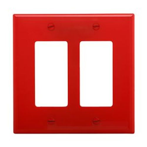 Main product image of Decorator / Gfci Wallplate, Red, Decorator Cutout, Polycarbonate, Two- Gang, Mid-Size, PJ262RD