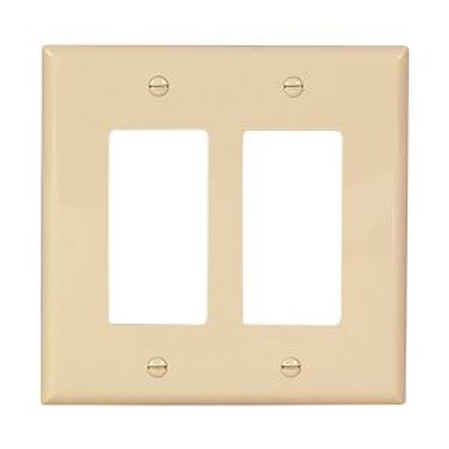 Main product image of Decorator / Gfci Wallplate, Ivory, Decorator Cutout, Polycarbonate, Two- Gang, Mid-Size, PJ262V