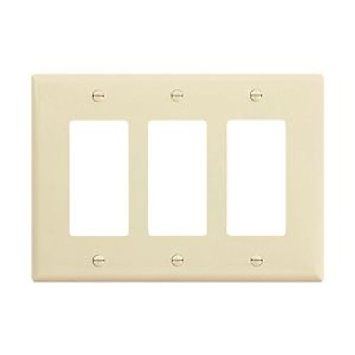 Main product image of Mid-Size Decorator Wallplate, Almond, Decorator, Polycarbonate, 3, Mid-Size, PJ263A