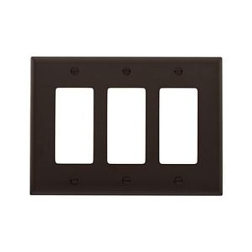 Main product image of Decorator / Gfci Wallplate, Brown, Decorator Cutout, Polycarbonate, Three- Gang, Mid-Size, PJ263B