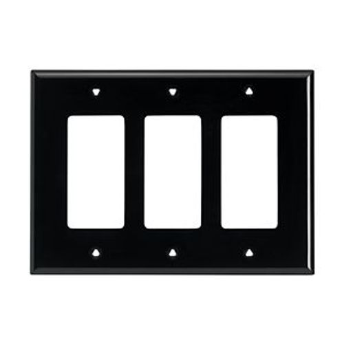 Main product image of Decorator / Gfci Wallplate, Black, Decorator Cutout, Polycarbonate, Three- Gang, Mid-Size, PJ263BK