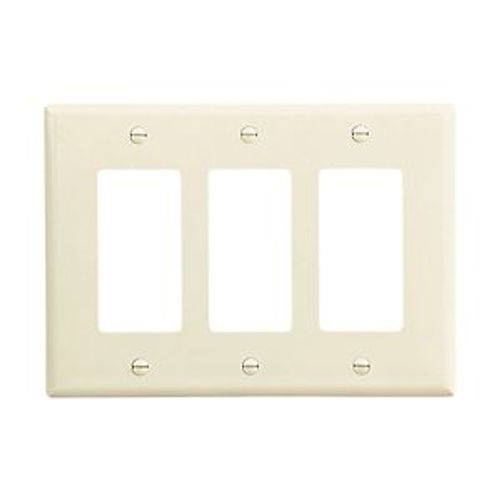 Main product image of Decorator / Gfci Wallplate, Lt. Almond, Decorator Cutout, Polycarbonate, 3- Gang, Mid-Size, PJ263LA