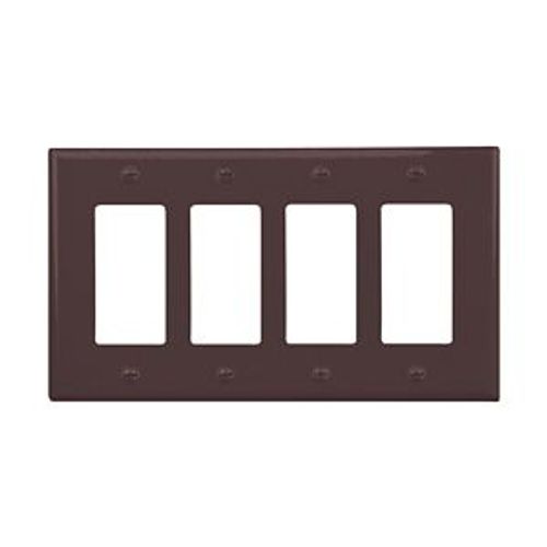 Main product image of Decorator / Gfci Wallplate, Brown, Decorator Cutout, Polycarbonate, Four- Gang, Mid-Size, PJ264B