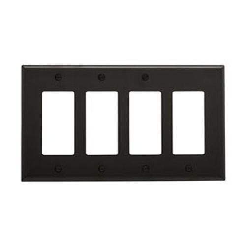 Main product image of Decorator / Gfci Wallplate, Black, Decorator Cutout, Polycarbonate, Four- Gang, Mid-Size, PJ264BK