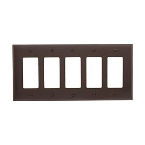 Main product image of Decorator / Gfci Wallplate, Brown, Decorator Cutout, Polycarbonate, Five- Gang, Mid-Size, PJ265B