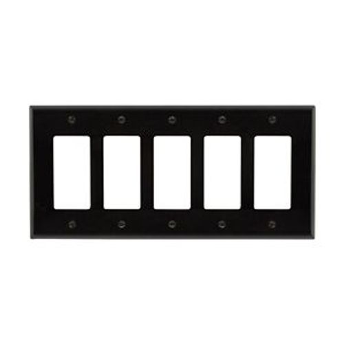 Main product image of Decorator / Gfci Wallplate, Black, Decorator Cutout, Polycarbonate, Five- Gang, Mid-Size, PJ265BK