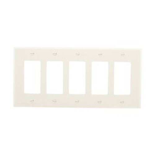 Main product image of Decorator / Gfci Wallplate, Lt. Almond, Decorator Cutout, Polycarbonate, Five- Gang, Mid-Size, PJ265LA