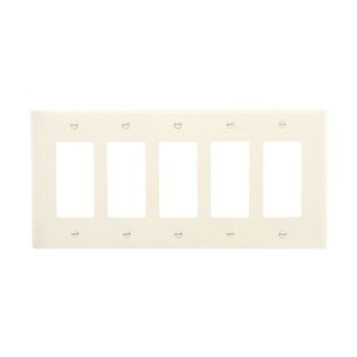 Main product image of Decorator / Gfci Wallplate, Ivory, Decorator Cutout, Polycarbonate, Five- Gang, Mid-Size, PJ265V