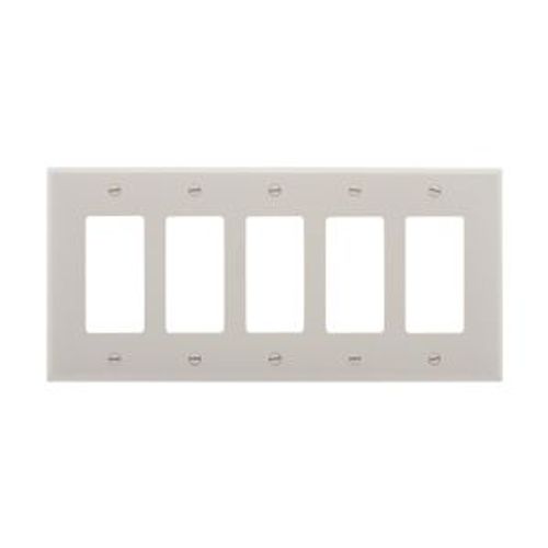 Main product image of Decorator / Gfci Wallplate, White, Decorator Cutout, Polycarbonate, Five- Gang, Mid-Size, PJ265W