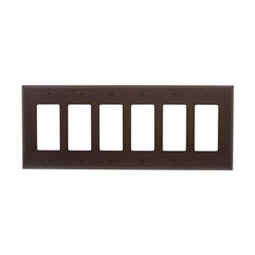 Main product image of Decorator / Gfci Wallplate, Brown, Decorator Cutout, Polycarbonate, 6-Gang, Mid-Size, PJ266B