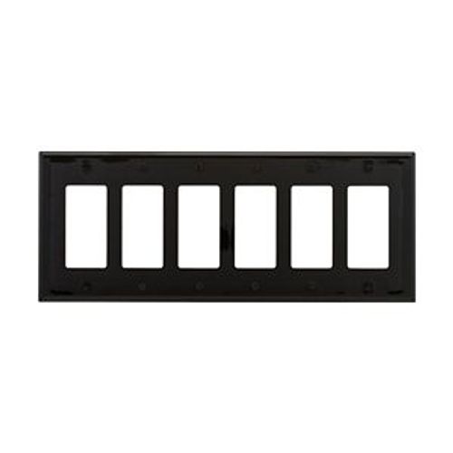 Main product image of Decorator / Gfci Wallplate, Black, Decorator Cutout, Polycarbonate, 6-Gang, Mid-Size, PJ266BK