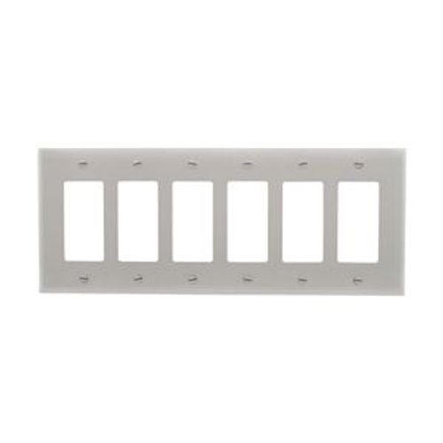 Main product image of Decorator / Gfci Wallplate, Gray, Decorator Cutout, Polycarbonate, 6-Gang, Mid-Size, PJ266GY
