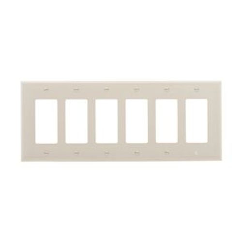 Main product image of Decorator / Gfci Wallplate, Lt. Almond, Decorator Cutout, Polycarbonate, 6-Gang, Mid-Size, PJ266LA