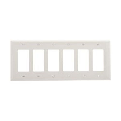 Main product image of Decorator / Gfci Wallplate, White, Decorator Cutout, Polycarbonate, 6-Gang, Mid-Size, PJ266W