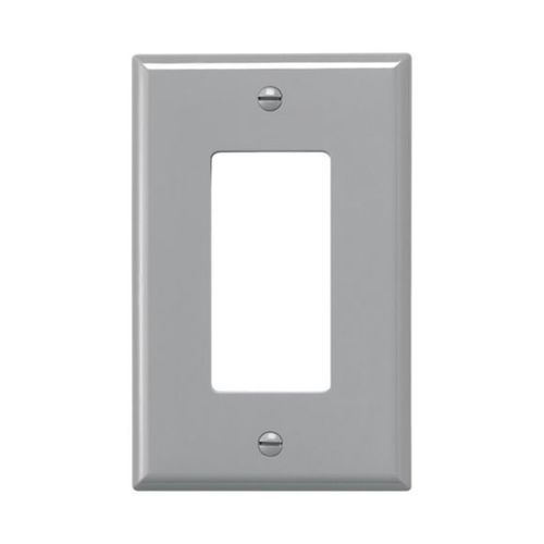 Main product image of Decorator / Gfci Wallplate, Gray, Decorator Cutout, Polycarbonate, Single- Gang, Mid-Size, PJ26GY