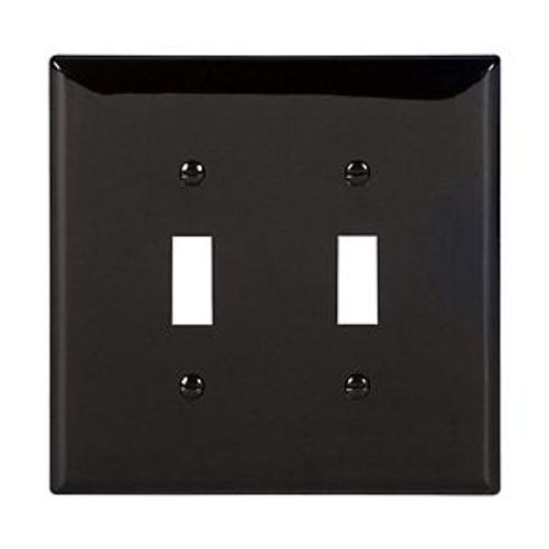 Main product image of Toggle Wallplate, Black, Toggle Cutout, Polycarbonate, Two- Gang, Mid-Size, PJ2BK