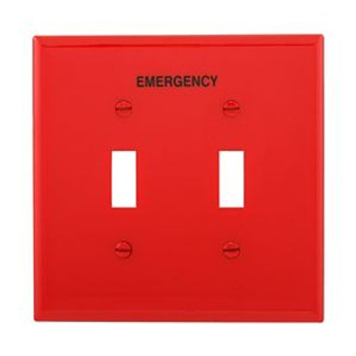 Main product image of Wallplate, 2 Module Polycarbonate, Red, Emergency Use, PJ2EMRD