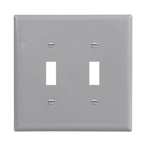 Main product image of Toggle Wallplate, Gray, Toggle Cutout, Polycarbonate, Two- Gang, Mid-Size, PJ2GY