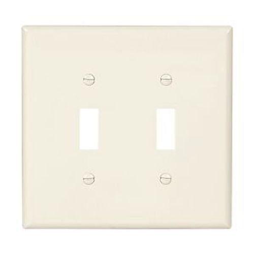 Main product image of Toggle Wallplate, Lt. Almond, Toggle Cutout, Polycarbonate, Two- Gang, Mid-Size, PJ2LA