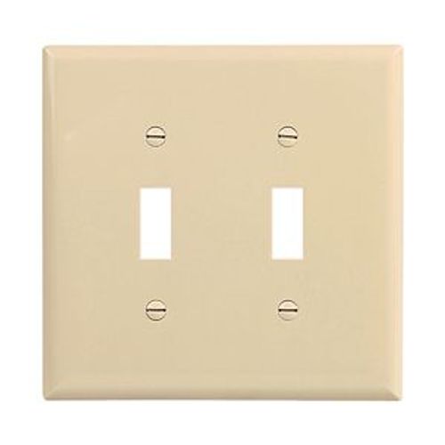 Main product image of Toggle Wallplate, Ivory, Toggle Cutout, Polycarbonate, Two- Gang, Mid-Size, PJ2V