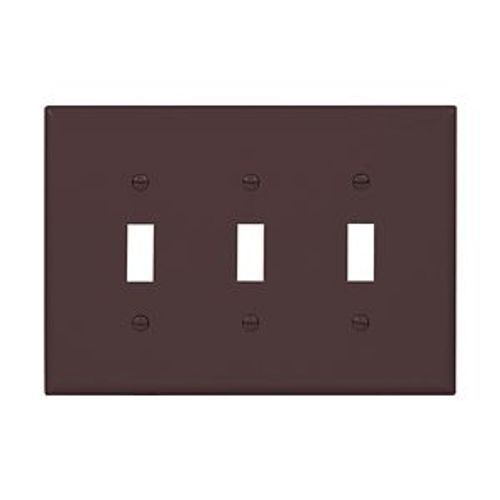 Main product image of Toggle Wallplate, Brown, Toggle Cutout, Polycarbonate, Three- Gang, Mid-Size, PJ3B